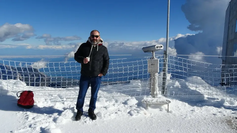 Personal archive photo in a snowy landscape